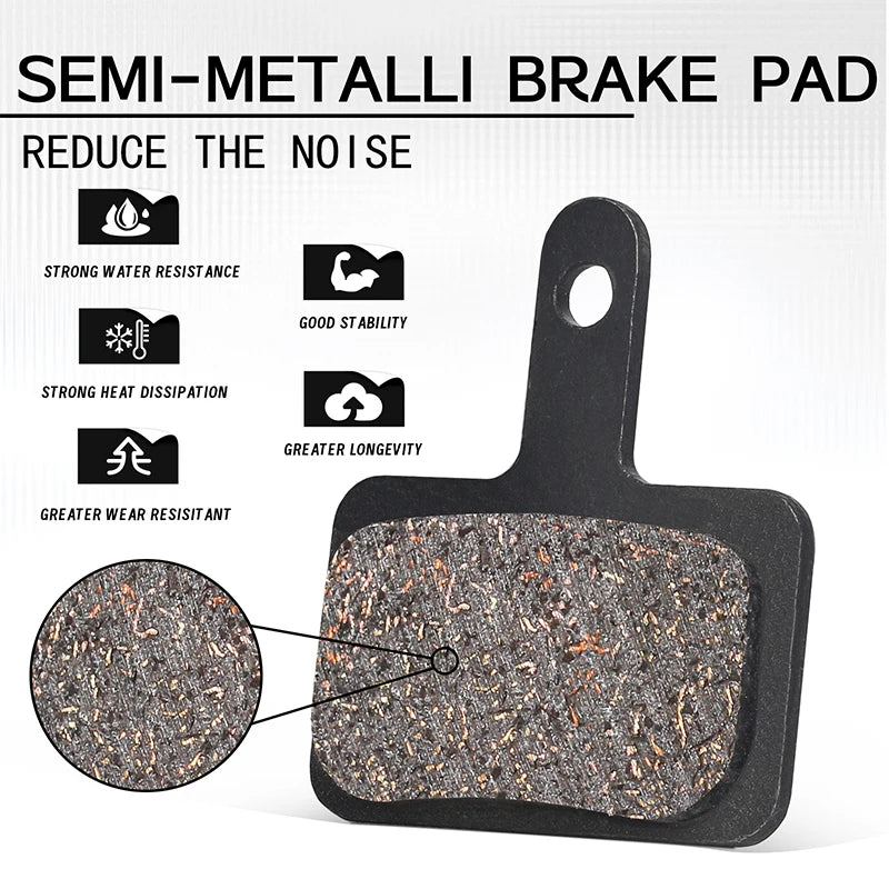 BUCKLOS Semi-Metal Mountain Bike Disc Brake Pads Semimetallic Hydraulic Disc Brake Pad Bicycle Brake Pads for SHIMANO B01S B05S