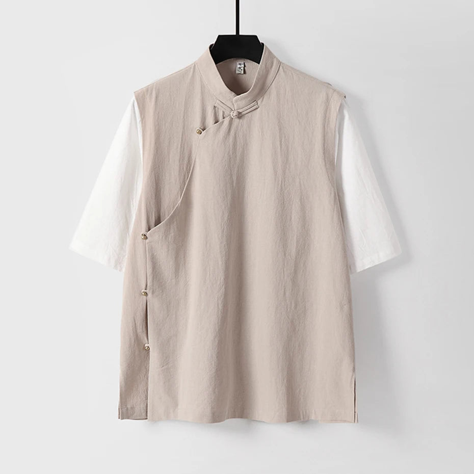 9XL Plus Size Men's Shirts Chinese Style Shirts Summer Loose Shorts Leeve Button Up Blouse Man Big 7XL 8XL Shirts