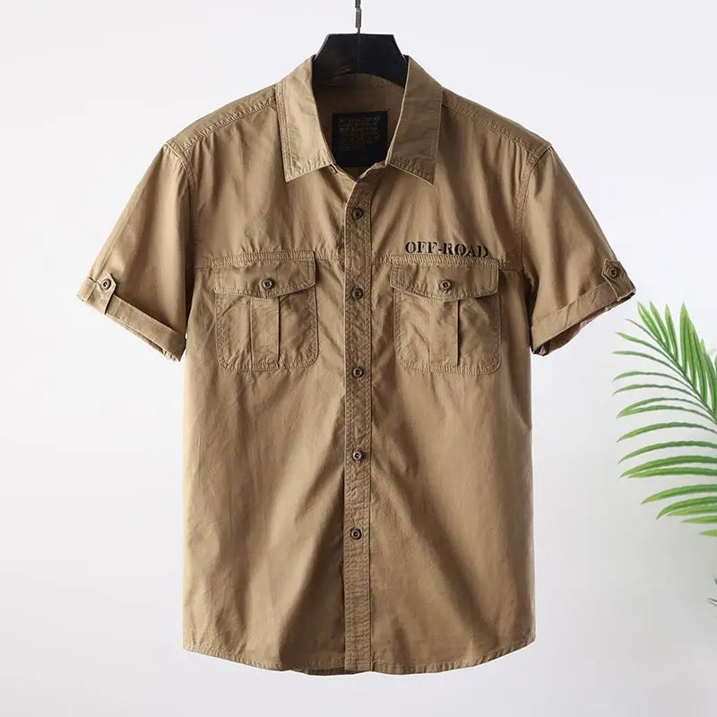 Men's Water-washed Casual Workwear Short-sleeved Shirt Top