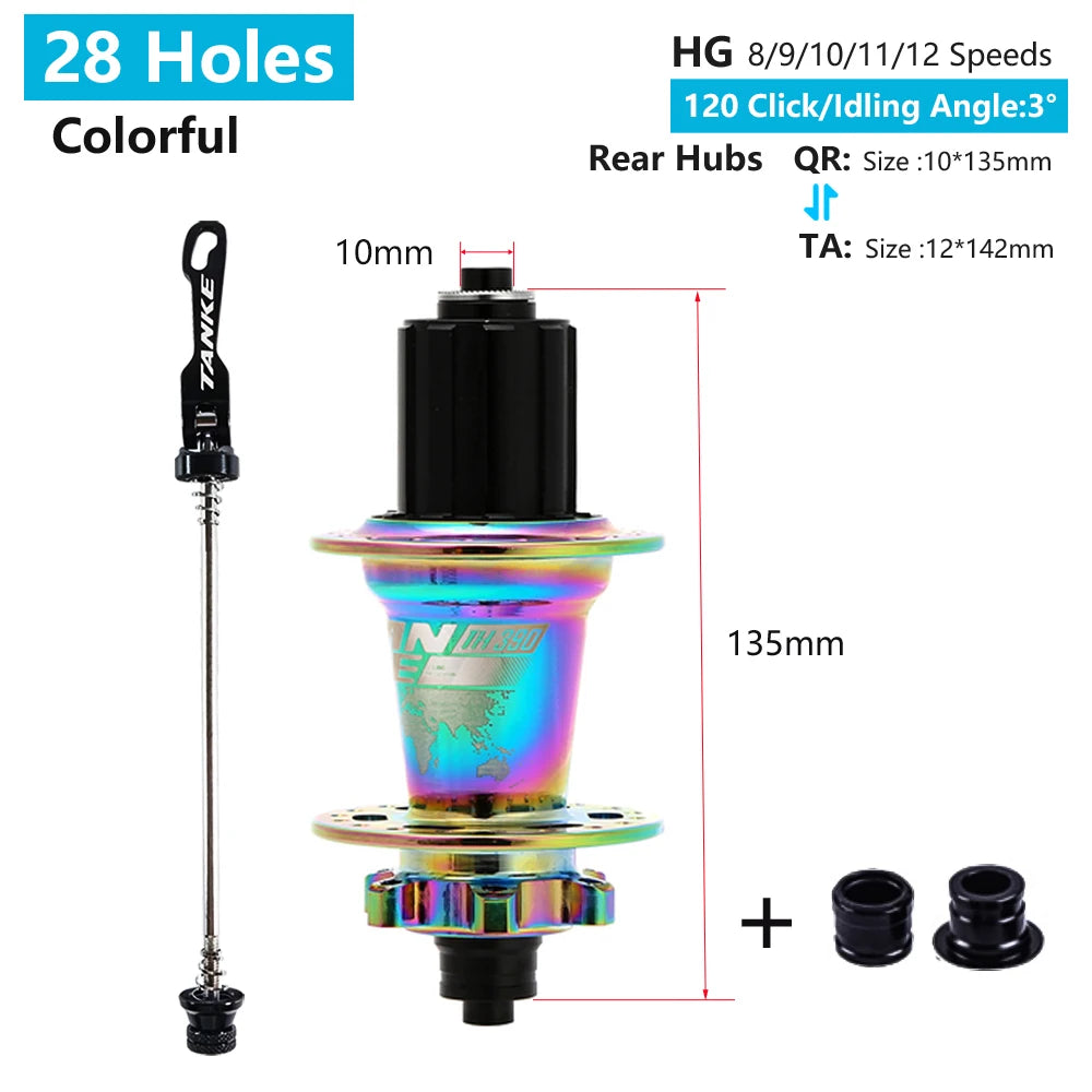 TANKE 120 Click Hub 6 Bearing MTB Mountain Bike Hub Front Rear 28 32 36 Holes QR Thru-axle Exchange Disc Brake Bicycle Hubs HG