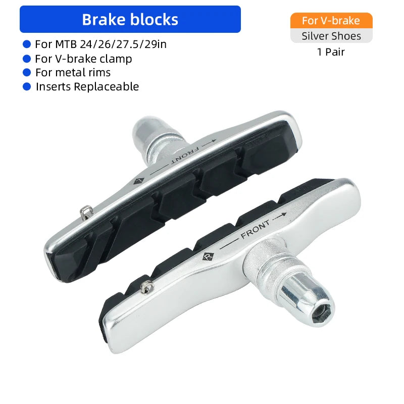 Deemount Quality V-Brake Pads MTB Mountain Bicycle 72mm Caliper Brake Alum. Shoes for Linear Pull Brakes All Weathers Low Noise