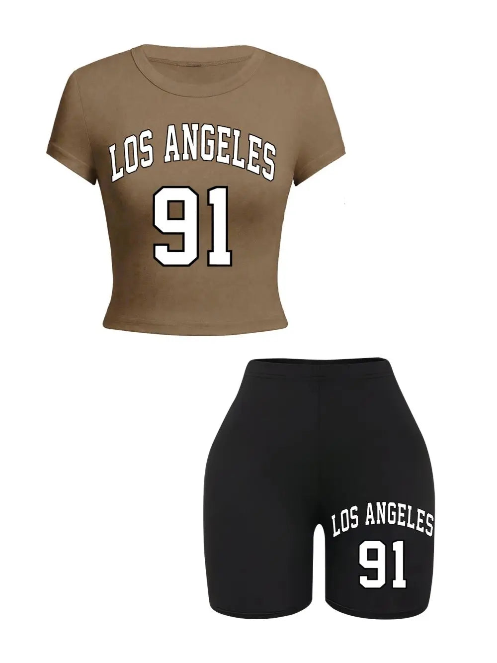 Women Slim Crop T-Shirts & Shorts Two Pieces Set Brooklyn New York City Art Letter Prints Tops Fashion Modal Cotton Soft Clothes