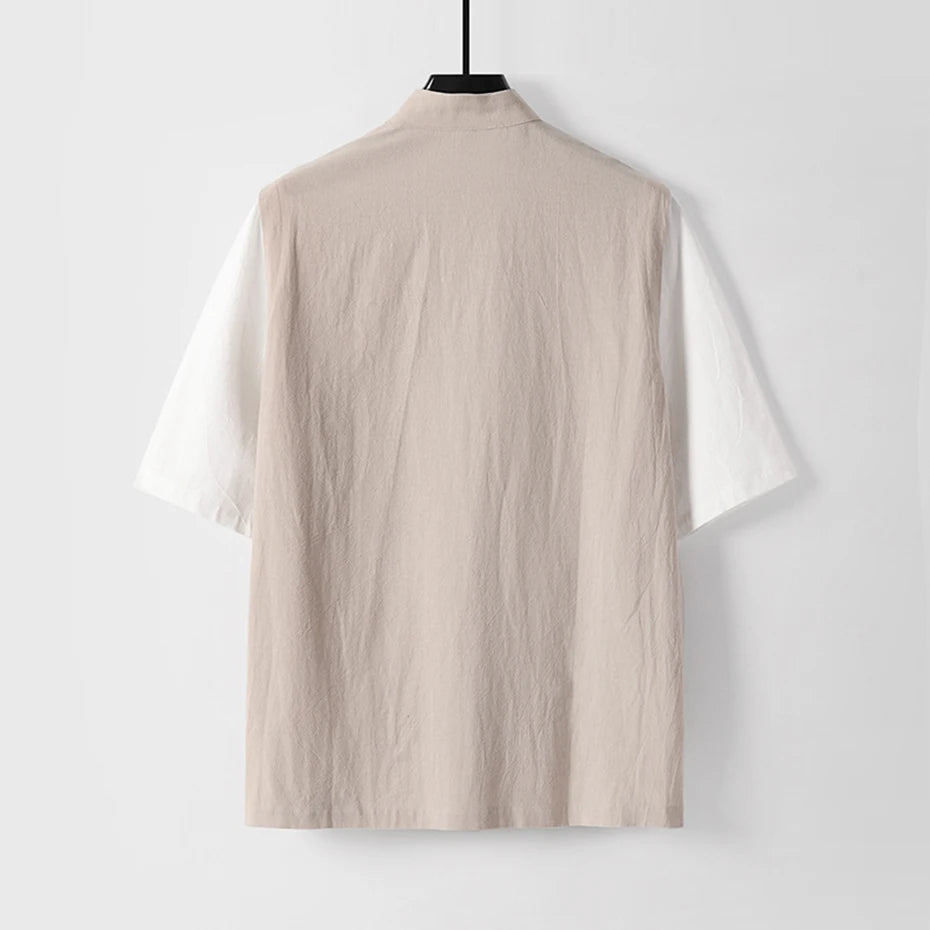 9XL Plus Size Men's Shirts Chinese Style Shirts Summer Loose Shorts Leeve Button Up Blouse Man Big 7XL 8XL Shirts