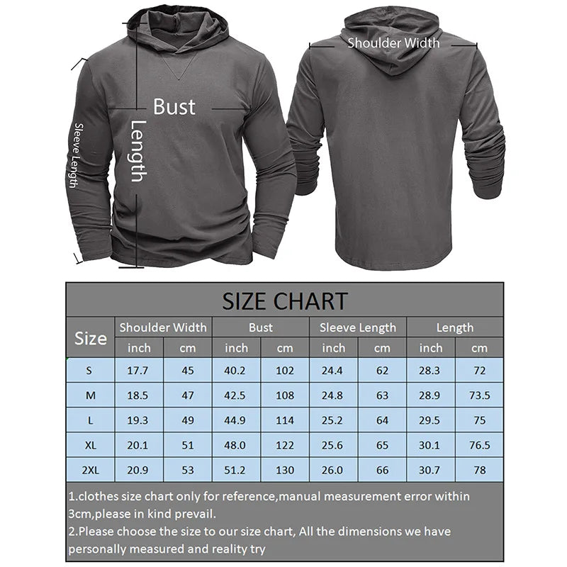 Men's Sports Hoodie Long Sleeve T-shirt Bottoming Shirt Gym Sports Muscle Shirt Solid Color Outdoor Casual Sweatshirt