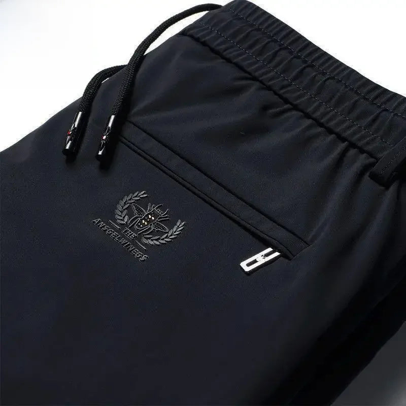 Summer Thin Men's Pants Non-stickable High Elasticity Straight-leg Pants Ice Silk Middle-aged Sweatpants