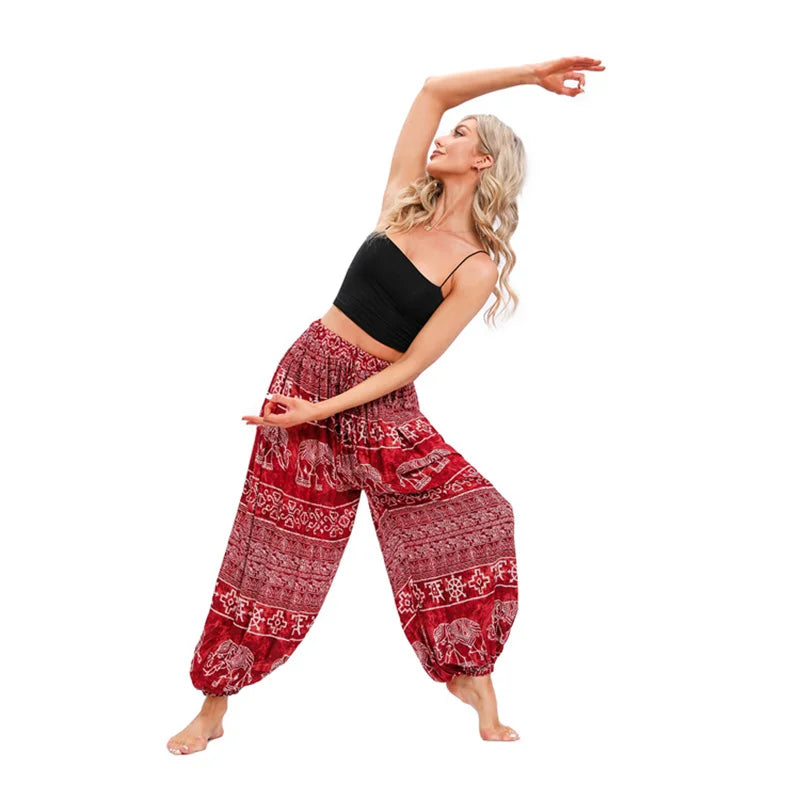 Boho Yoga Pants Women Hippie Harem Printed Dyeing High Waisted Wear Pantalone De Mujer Cintura Alta Calca Feminina Beach