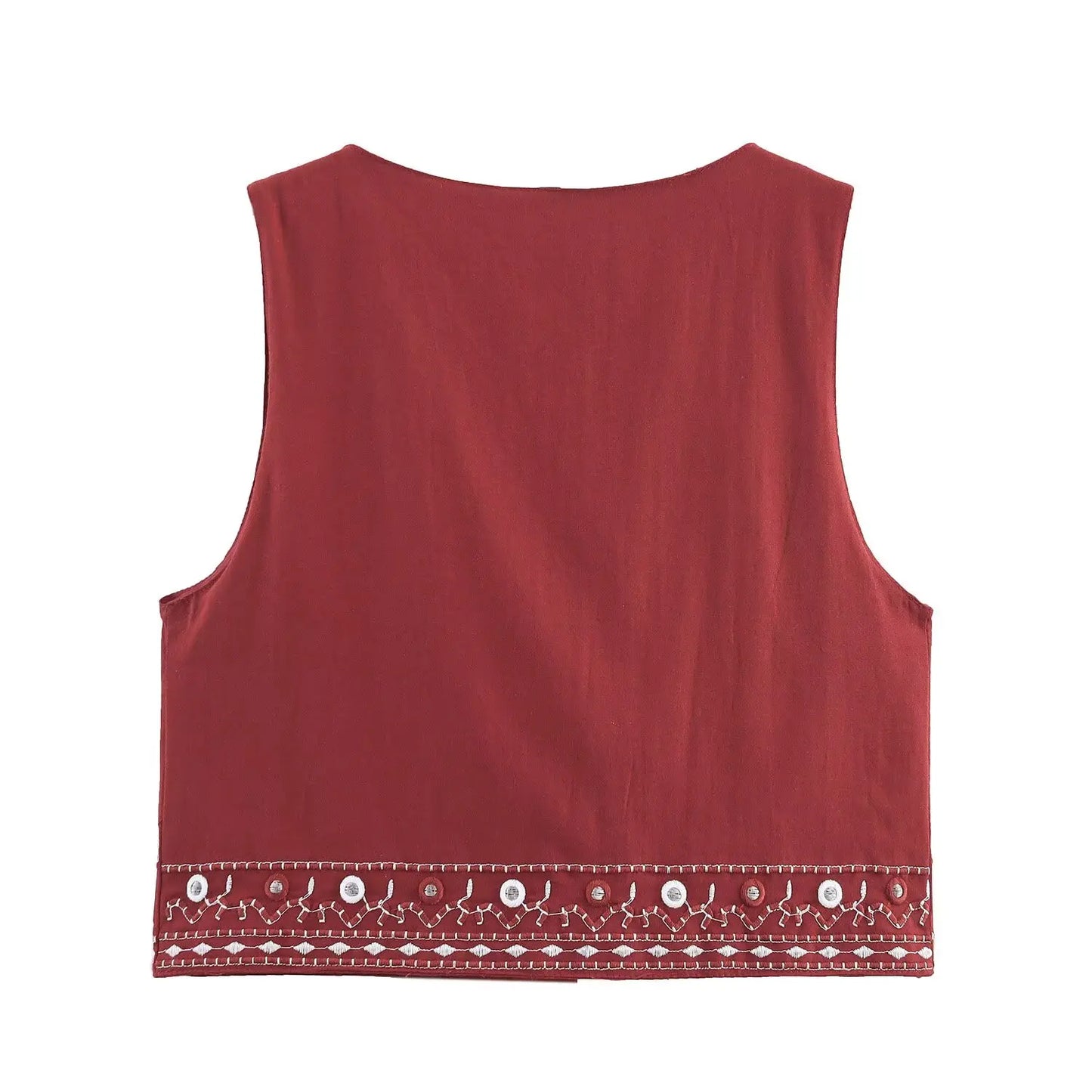 MYST&ZA2025 new summer women's casual embroidered sleeveless V-neck short vest vest top + high waist shorts