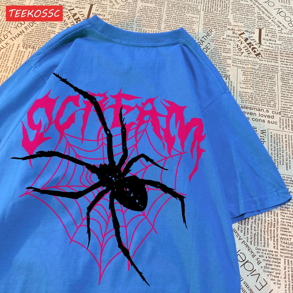 Casual Cotton Women'S T-Shirts Scream Spiders Cobwebs Printing Tops Oversize O-Neck Soft Short Sleeve Fashion Female Clothes