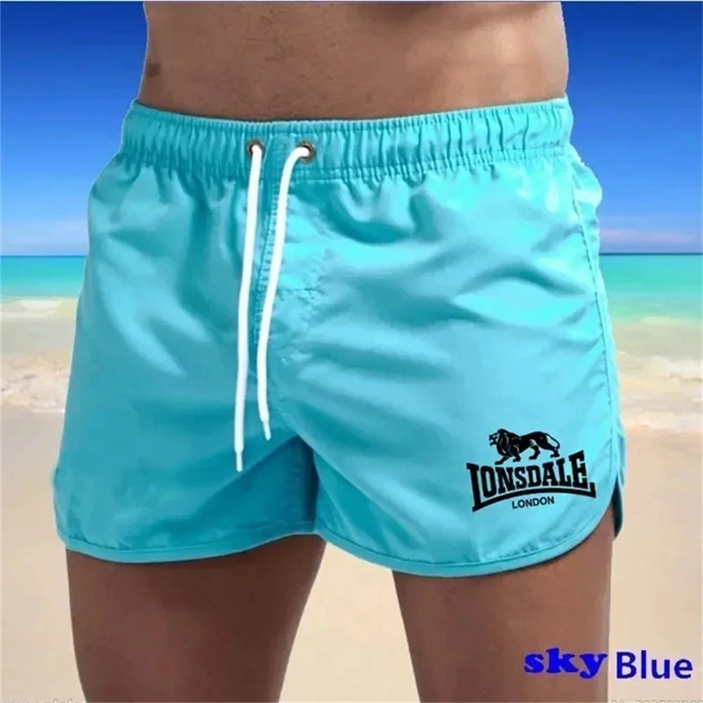 Lonsdale men's printed beach shorts, sports pants, running shorts, swimsuit, sports, quick drying, surfing shorts, swimsuit