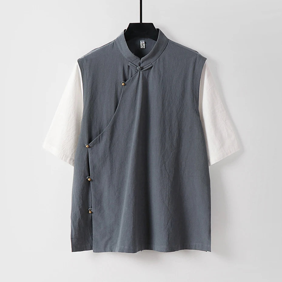 9XL Plus Size Men's Shirts Chinese Style Shirts Summer Loose Shorts Leeve Button Up Blouse Man Big 7XL 8XL Shirts