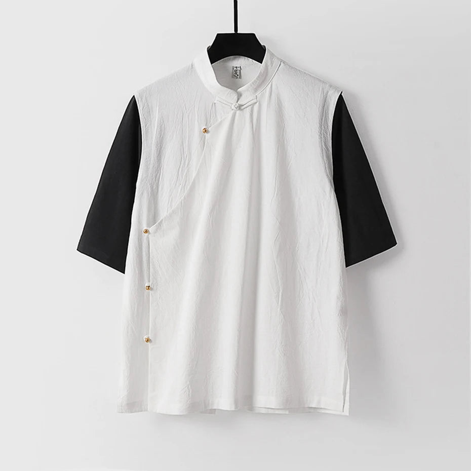 9XL Plus Size Men's Shirts Chinese Style Shirts Summer Loose Shorts Leeve Button Up Blouse Man Big 7XL 8XL Shirts