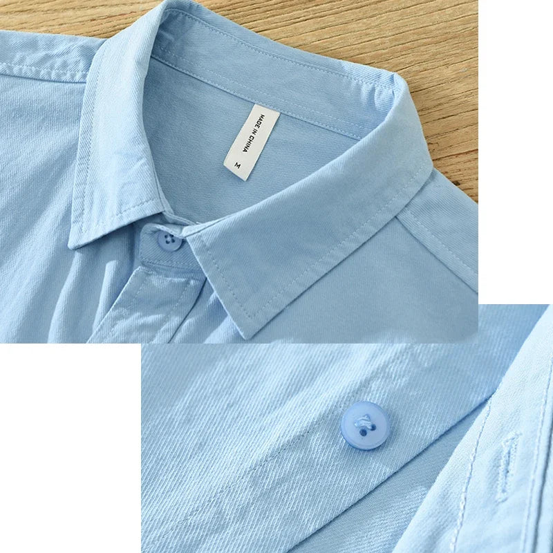 100% Cotton Solid Color Men's Summer Lightweight Short Sleeve Shirt, Business Casual Daily Shirt 2024 Loose Casual Jacket