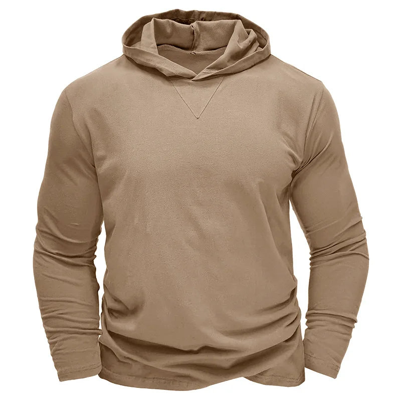 Men's Sports Hoodie Long Sleeve T-shirt Bottoming Shirt Gym Sports Muscle Shirt Solid Color Outdoor Casual Sweatshirt