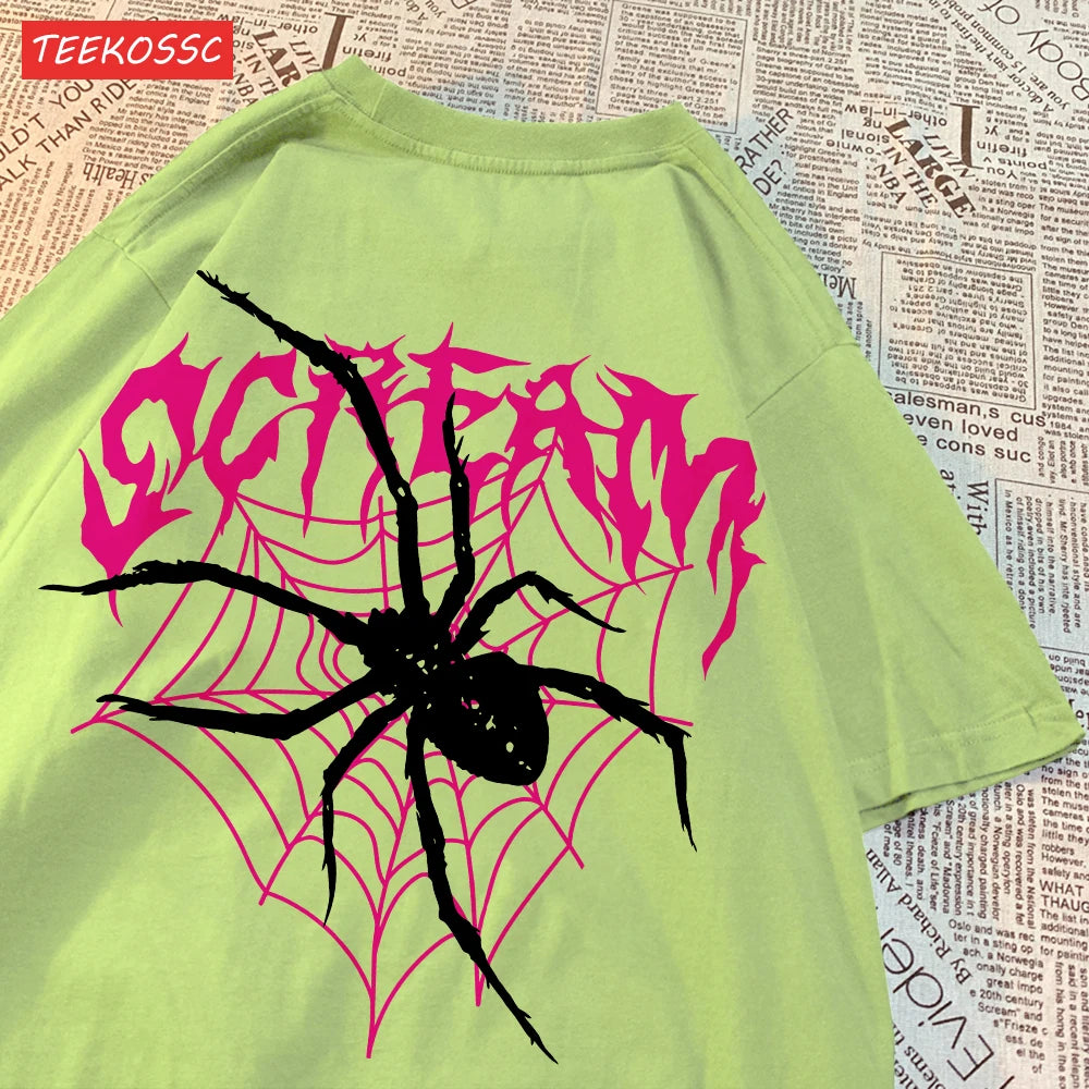 Casual Cotton Women'S T-Shirts Scream Spiders Cobwebs Printing Tops Oversize O-Neck Soft Short Sleeve Fashion Female Clothes