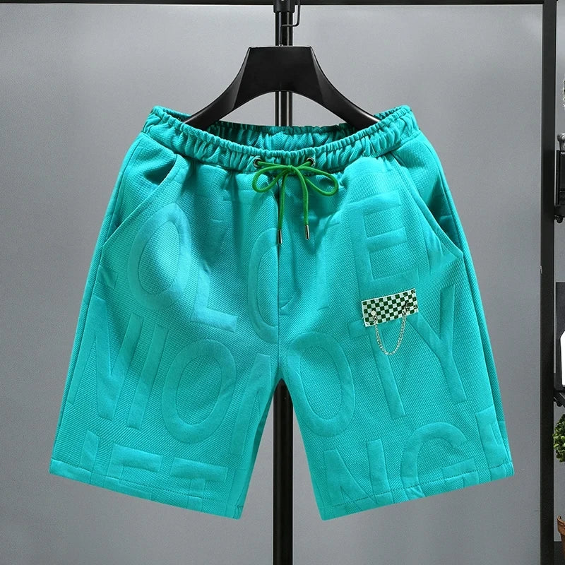 Letters Size 5XL 6XL 7XL Fashion New Knitted Shorts Men Comfortable Elastic Waist Clothing Male Breathable Short Trousers