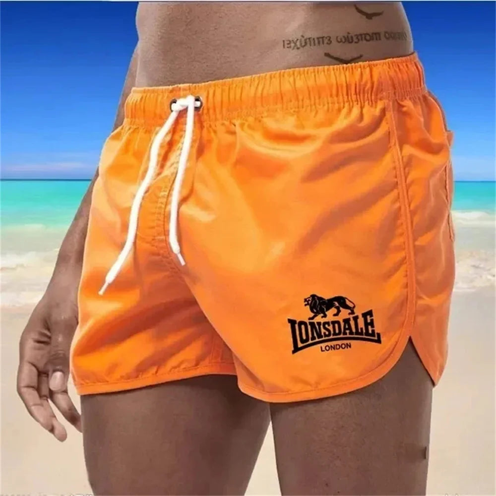 Lonsdale men's printed beach shorts, sports pants, running shorts, swimsuit, sports, quick drying, surfing shorts, swimsuit