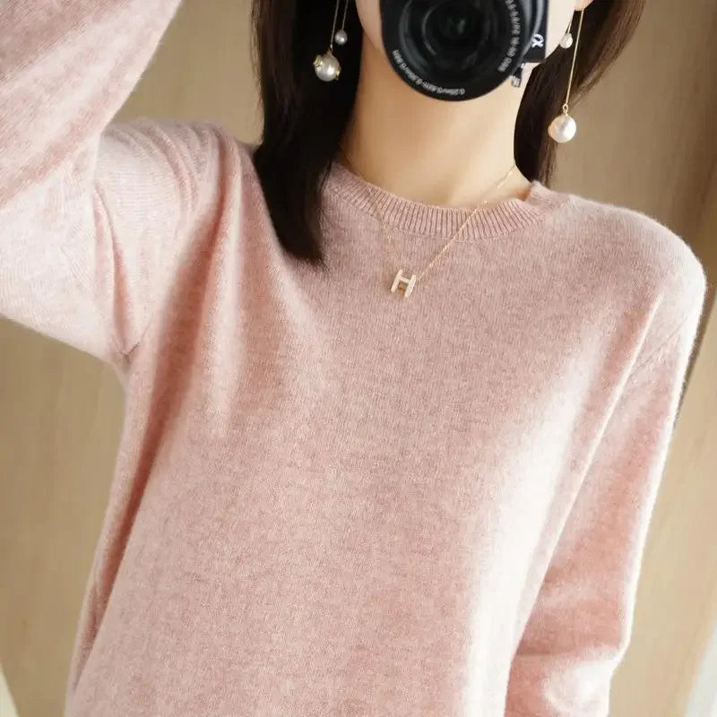 2025 Women Sweater Spring Autumn Long Sleeve O-neck Pullovers Warm Bottoming Shirts Korean Fashion Sweater Knitwear Soft Jumpers