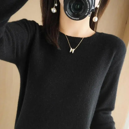 2025 Women Sweater Spring Autumn Long Sleeve O-neck Pullovers Warm Bottoming Shirts Korean Fashion Sweater Knitwear Soft Jumpers
