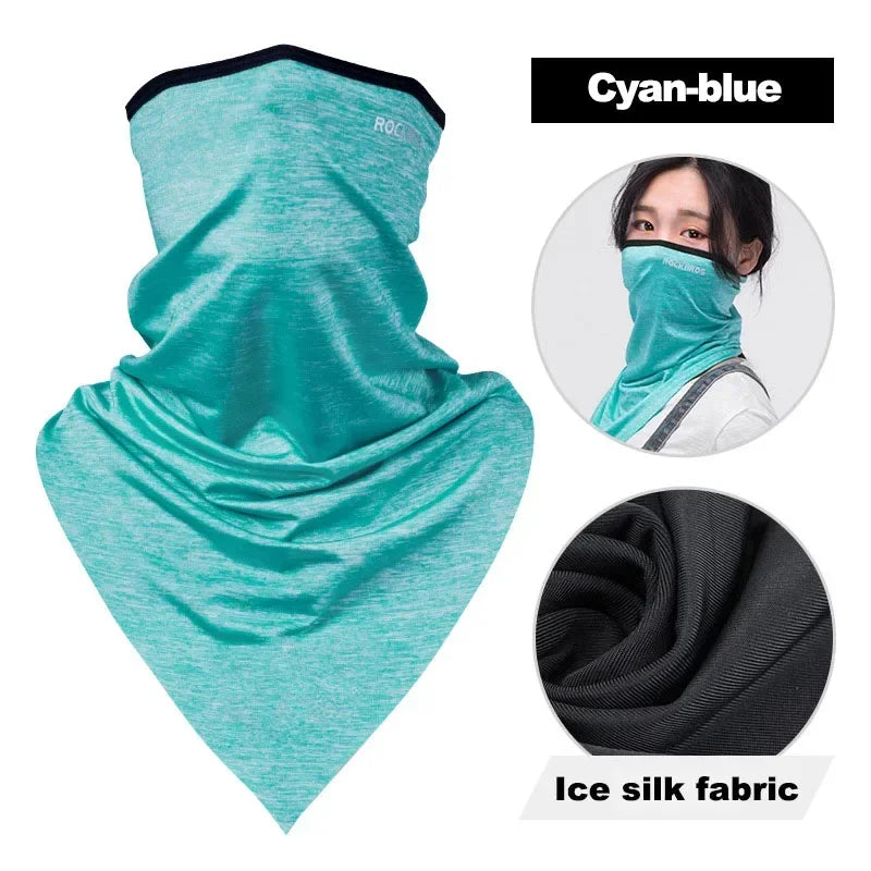 ROCKBROS Summer Cool Women Men Hat Anti-UV Full Face Mask Motorcycle Helmet Balaclava Ice Silk Breathable Dustproof Cycling Cap