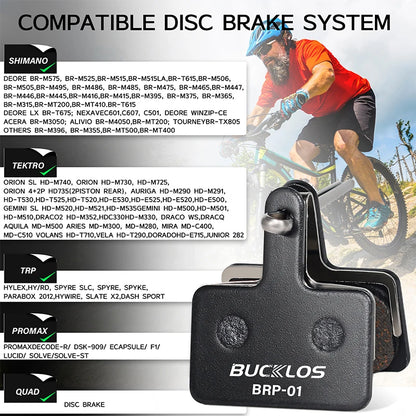 BUCKLOS Semi-Metal Mountain Bike Disc Brake Pads Semimetallic Hydraulic Disc Brake Pad Bicycle Brake Pads for SHIMANO B01S B05S