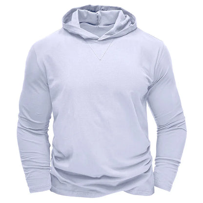 Men's Sports Hoodie Long Sleeve T-shirt Bottoming Shirt Gym Sports Muscle Shirt Solid Color Outdoor Casual Sweatshirt