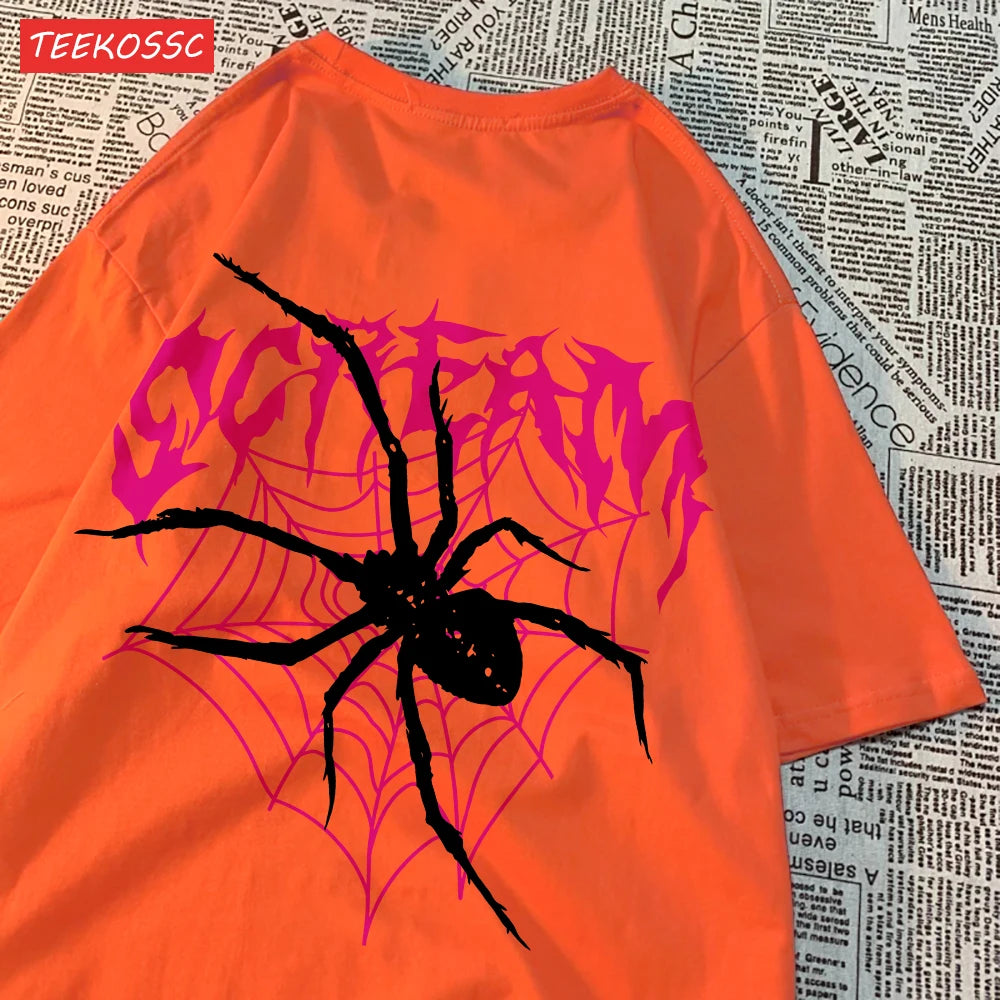 Casual Cotton Women'S T-Shirts Scream Spiders Cobwebs Printing Tops Oversize O-Neck Soft Short Sleeve Fashion Female Clothes