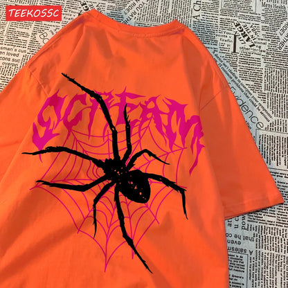Casual Cotton Women'S T-Shirts Scream Spiders Cobwebs Printing Tops Oversize O-Neck Soft Short Sleeve Fashion Female Clothes