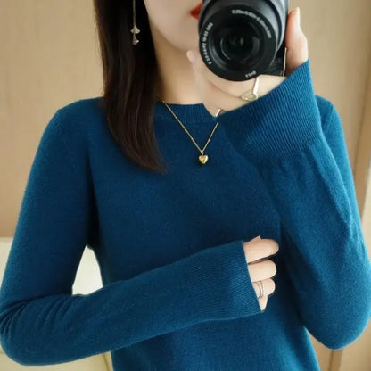 2025 Women Sweater Spring Autumn Long Sleeve O-neck Pullovers Warm Bottoming Shirts Korean Fashion Sweater Knitwear Soft Jumpers