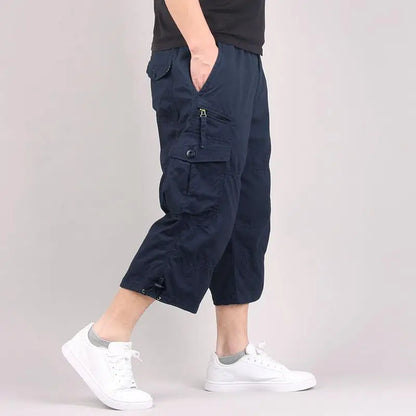 Men's Cargo Shorts Summer Loose Casual Pants Elastic Waist Large Size Outdoor Jogging Sweatpants Trend Multi Pockets