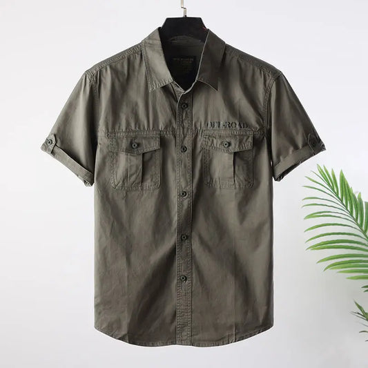 Men's Water-washed Casual Workwear Short-sleeved Shirt Top