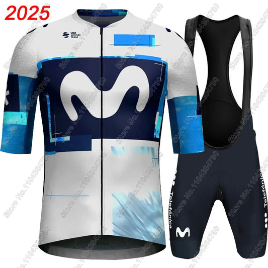M Pro Team 2025 Cycling Jersey Set Summer Espana BLue Clothing Kits Road Bike Shirts Suit Bicycle bib Shorts MTB Maillot Ropa