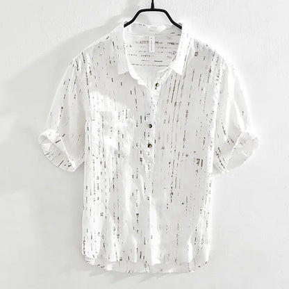 Summer Men Clothing 2025 New Fashion Casual Versatile Shirt Short-sleeved Top Loose Printed Thin