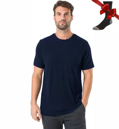 100% Merino Wool T Shirt for Men Short Sleeve Tee 170GSM Men Wool Base Layer Quick Dry Anti-Odor for Travel Hiking USA Size