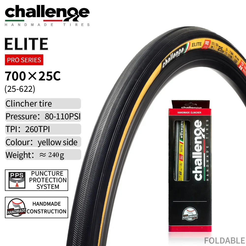 CHALLENGE ELITE 700C Road Bicycle Tubular Clincher Tire Ultralight 700X25C 25-622 Bike Accessories For Training Competition