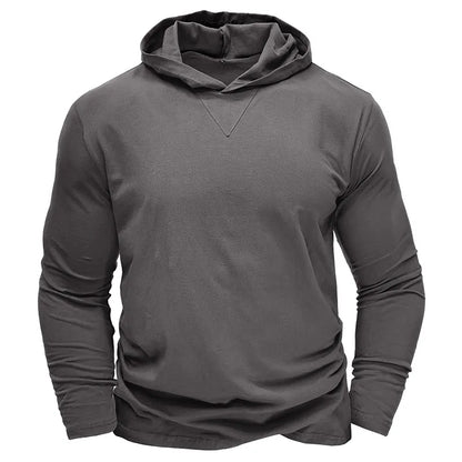 Men's Sports Hoodie Long Sleeve T-shirt Bottoming Shirt Gym Sports Muscle Shirt Solid Color Outdoor Casual Sweatshirt