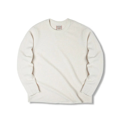 Maden Workwear Japanese Vintage Heavyweight 300g Waffle Round Neck T-shirt Sweater Long Sleeve Shirt For Men