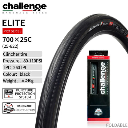 CHALLENGE ELITE 700C Road Bicycle Tubular Clincher Tire Ultralight 700X25C 25-622 Bike Accessories For Training Competition