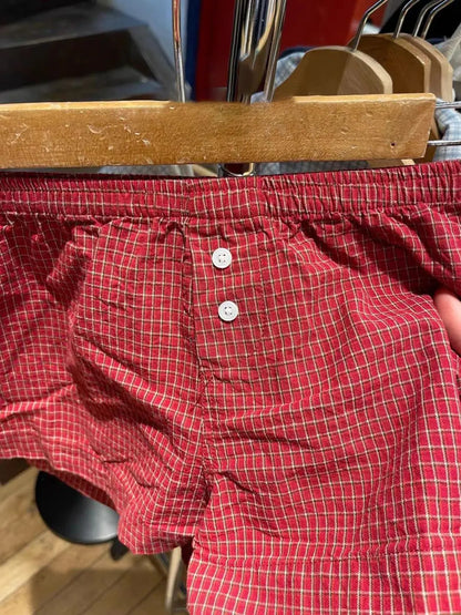 Red Plaid Buttons Tank Shorts Set Woman Back Lace-up Lace Trim Slim Camis+Elastic Waist Sweatshorts Sweet Cotton 2 Piece Sets