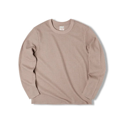 Maden Workwear Japanese Vintage Heavyweight 300g Waffle Round Neck T-shirt Sweater Long Sleeve Shirt For Men
