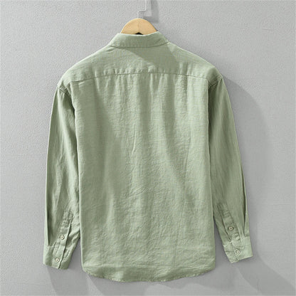 2025 Spring man linen shirt Loose breathable mens clothing freshness men's Casual shirts long sleeved tops solid shirt for men