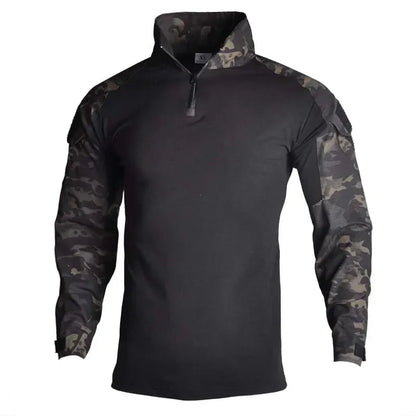 Outdoor Long Sleeve Tactical Shirts CP Combat Shirt 1/4 Zipper Ripstop Cotton Wear-resisting Camo Airsoft T Shirts Men Clothing