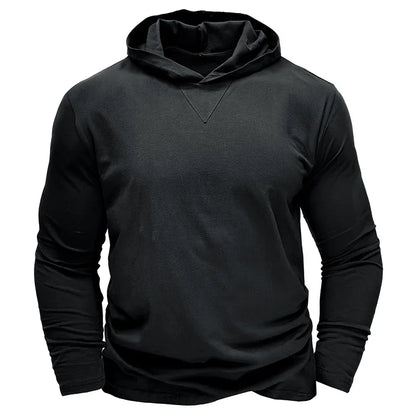 Men's Sports Hoodie Long Sleeve T-shirt Bottoming Shirt Gym Sports Muscle Shirt Solid Color Outdoor Casual Sweatshirt