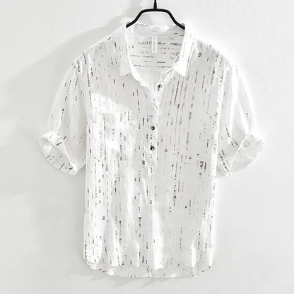 Summer Men Clothing 2025 New Fashion Casual Versatile Shirt Short-sleeved Top Loose Printed Thin