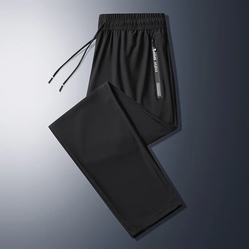 Men Summer Thin Ice Silk Pants Loose Style Workwear Casual Quick Dry Sports Pants Long Breathable High Elasticity