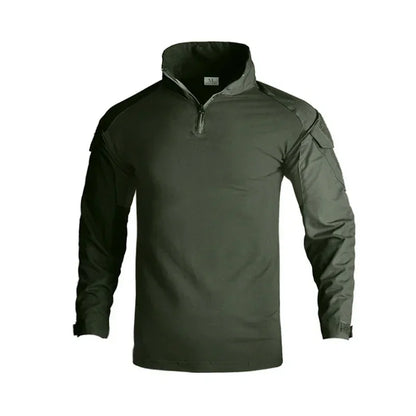 Outdoor Long Sleeve Tactical Shirts CP Combat Shirt 1/4 Zipper Ripstop Cotton Wear-resisting Camo Airsoft T Shirts Men Clothing