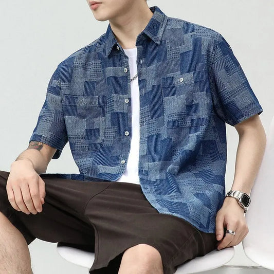 2025 Summer New Design Personality Plaid Men's Shirt Fashion Casual Trendy Brand