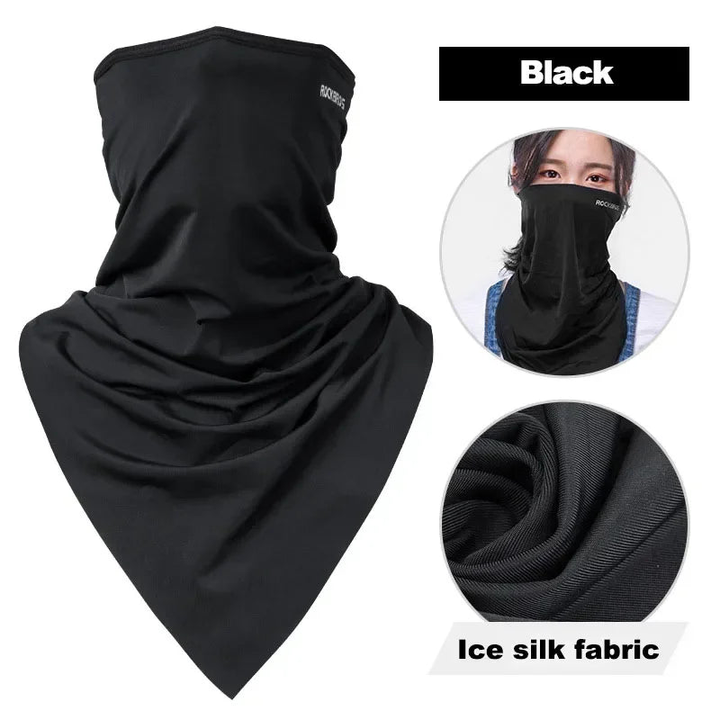 ROCKBROS Summer Cool Women Men Hat Anti-UV Full Face Mask Motorcycle Helmet Balaclava Ice Silk Breathable Dustproof Cycling Cap