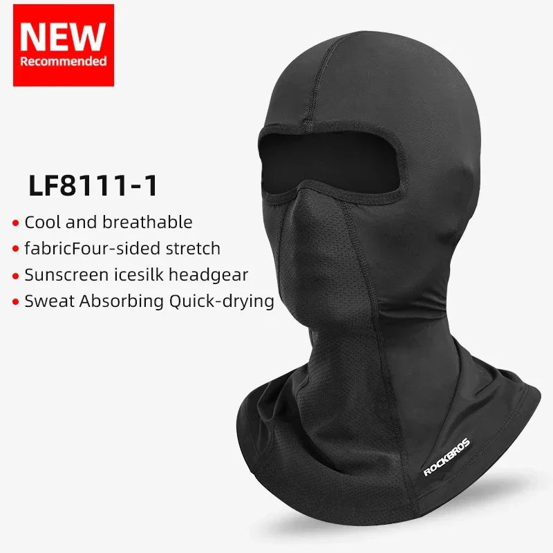 ROCKBROS Summer Cool Women Men Hat Anti-UV Full Face Mask Motorcycle Helmet Balaclava Ice Silk Breathable Dustproof Cycling Cap