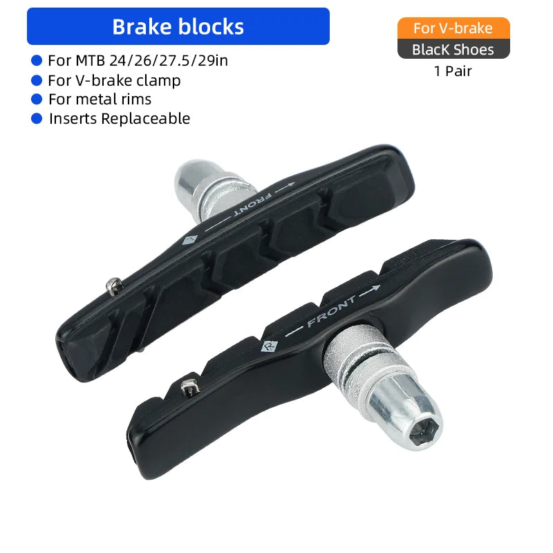 Deemount Quality V-Brake Pads MTB Mountain Bicycle 72mm Caliper Brake Alum. Shoes for Linear Pull Brakes All Weathers Low Noise