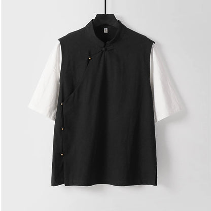 9XL Plus Size Men's Shirts Chinese Style Shirts Summer Loose Shorts Leeve Button Up Blouse Man Big 7XL 8XL Shirts